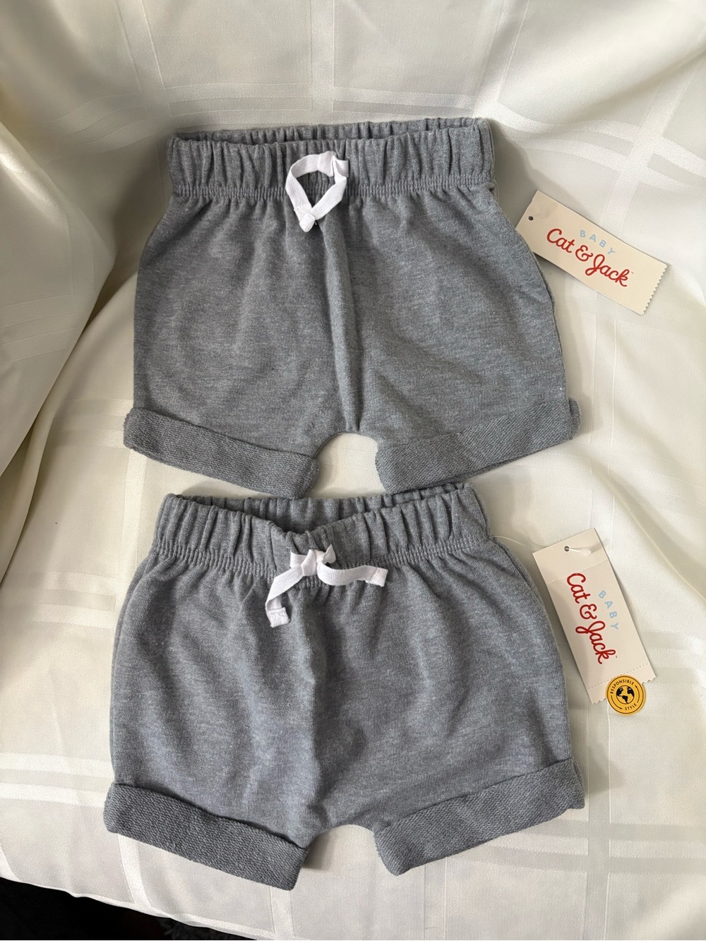 Cat & Jack Gray Baby Elastic Waist Shorts with Drawstring
